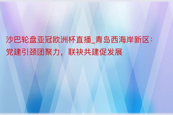 沙巴轮盘亚冠欧洲杯直播_青岛西海岸新区：党建引颈团聚力，联袂共建促发展