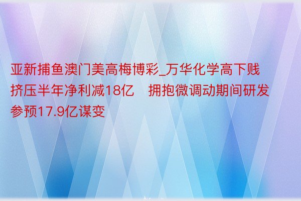 亚新捕鱼澳门美高梅博彩_万华化学高下贱挤压半年净利减18亿   拥抱微调动期间研发参预17.9亿谋变