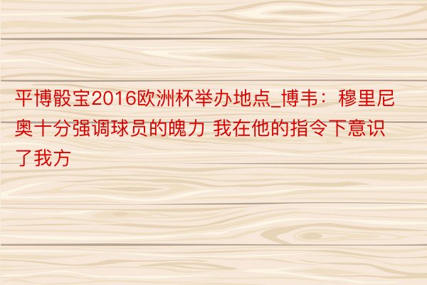 平博骰宝2016欧洲杯举办地点_博韦：穆里尼奥十分强调球员的魄力 我在他的指令下意识了我方